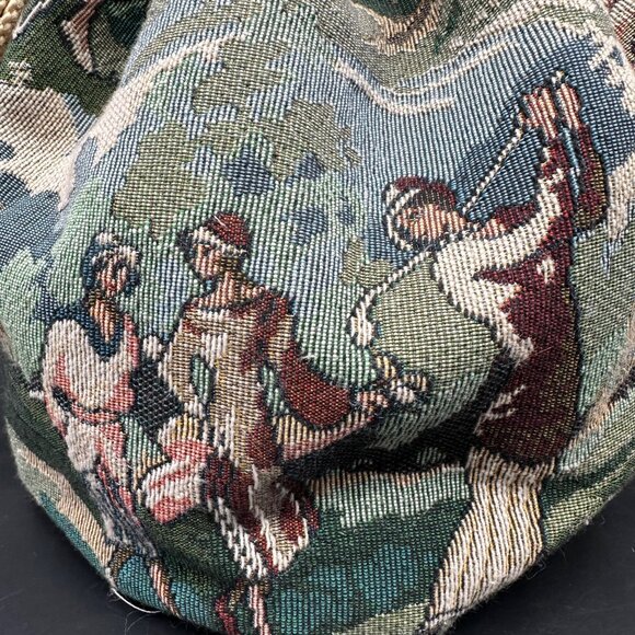 Vintage Tapestry Golf Bucket Bag Handbag Set Green Lady Golfer 1990s Dee Dee - Picture 6 of 16